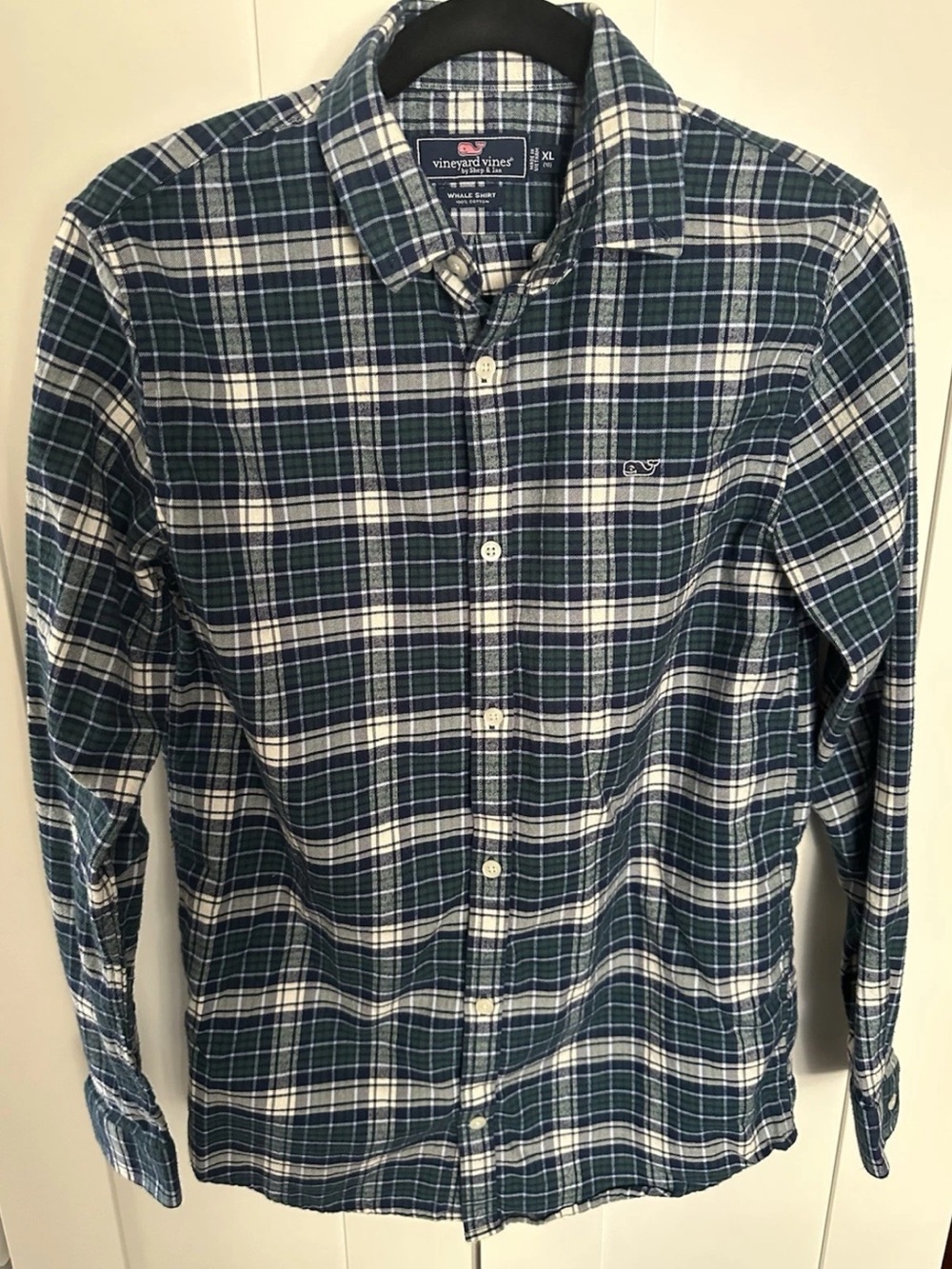 Vineyard Vines Boy’s Whale Shirt Long Sleeve Flannel 100% Cotton Size XL (18)